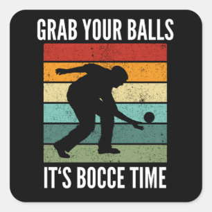 Funny Bocce Balls Player-Boules Team Vierkante Sticker