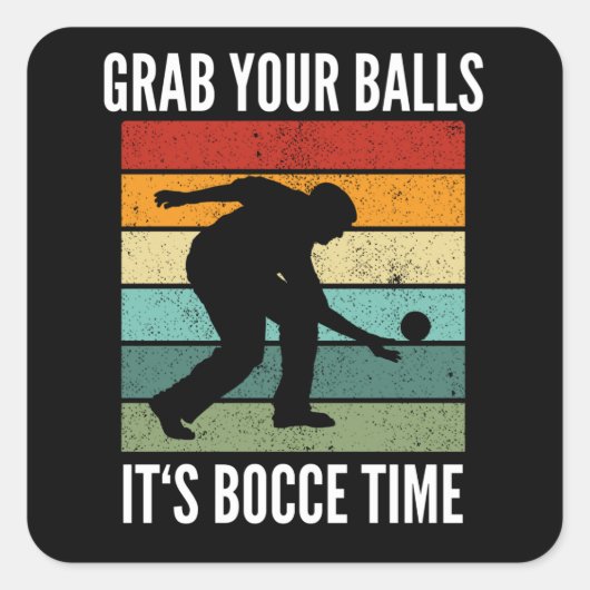 Funny Bocce Balls Player-Boules Team Vierkante Sticker (Voorkant)