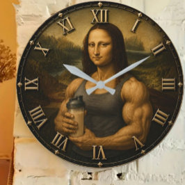 Funny Bodybuilder Mona Lisa Gym Queen Renaissance  Grote Klok