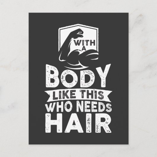 Funny Bodybuilder No Hair Bald Head Athlete Briefkaart (Voorkant)