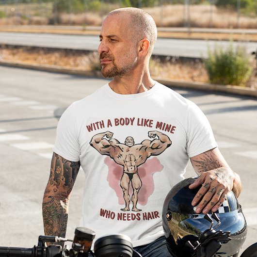 Funny Bodybuilder Posing Bald Head Humor T-shirt