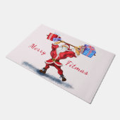 Funny Bodybuilder Santa Claus met kerstcadeaus Deurmat (Schuin)