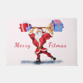 Funny Bodybuilder Santa Claus met kerstcadeaus Deurmat (Voorkant)