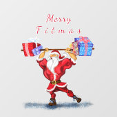 Funny Bodybuilder Santa Claus met kerstcadeaus Raamsticker (Vel)