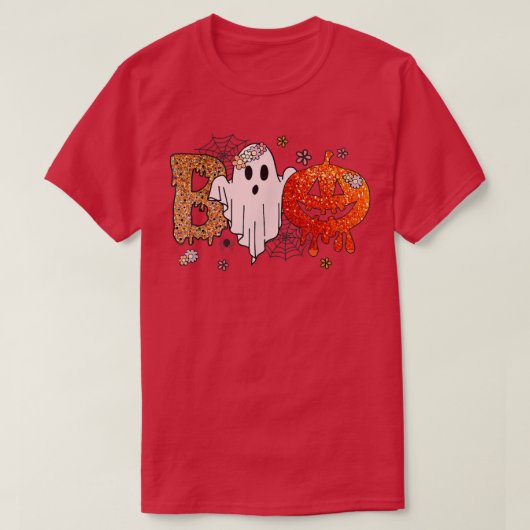 Funny boe met spook en pompoenen voor halloween co t-shirt (Design voorkant)