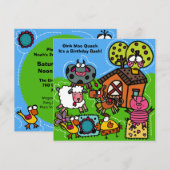 Funny Boerderij Birthday Uitnodiging (Voorkant / Achterkant)