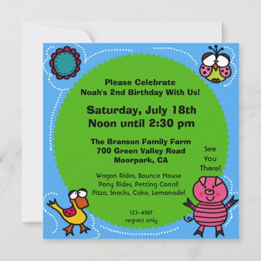 Funny Boerderij Birthday Uitnodiging (Achterkant)