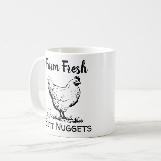 Funny Boerderij Fresh Butt Nuggets Chicken Eggs Koffiemok (Voorkant links)