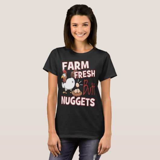 Funny Boerderij Fresh Butt Nuggets Chicken Love T-shirt (Voorkant volledig)