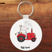 Funny Boerderij Koe op gepersonaliseerde tractoren Sleutelhanger (Voorkant)