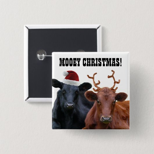 Funny Boerderij Mooey kerstkoeien Button (Voorkant /achterkant)