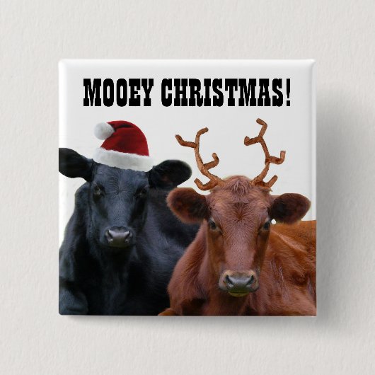 Funny Boerderij Mooey kerstkoeien Button (Voorkant)
