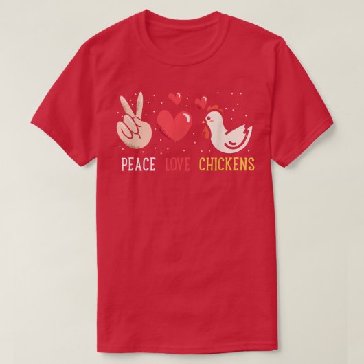 Funny Boerderij Peace Love Chickens Graphic Women  T-shirt (Design voorkant)
