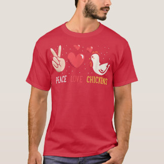 Funny Boerderij Peace Love Chickens Graphic Women  T-shirt