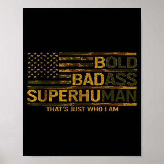Funny Bold Bad Superhuman Fathers Day Gag Gift Gra Poster (Voorkant)