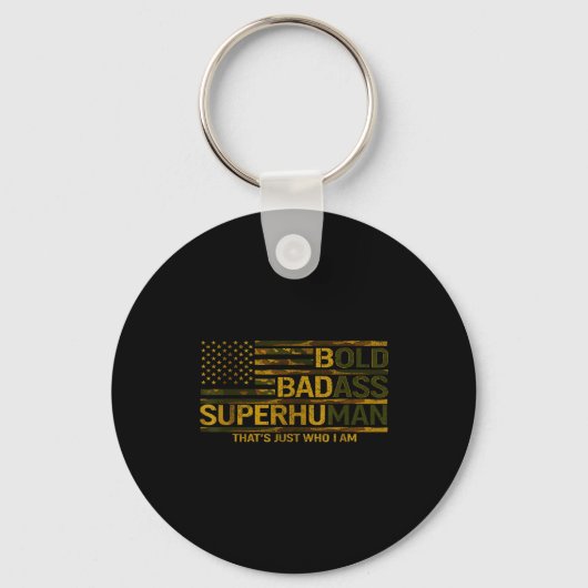 Funny Bold Bad Superhuman Fathers Day Gag Gift Gra Sleutelhanger (Voorkant)