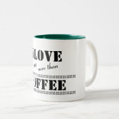 Funny Bold Letters 'I love you more than Coffee' Tweekleurige Koffiemok (Voorkant rechts)