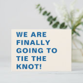 Funny Bold Modern Cobalt Blue Typography Wedding Save The Date (Staand voorkant)