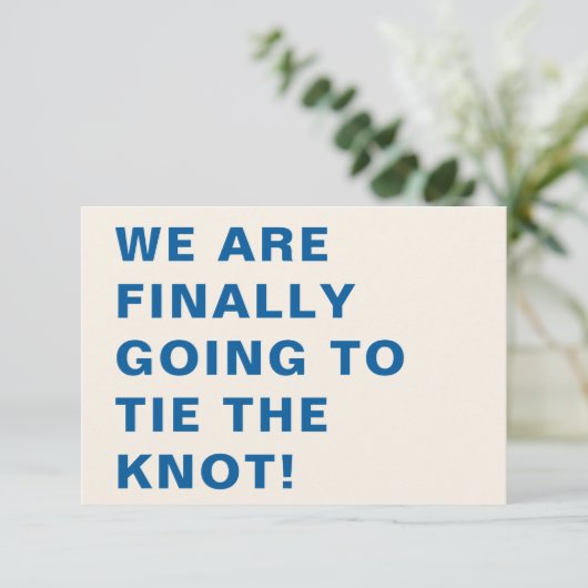 Funny Bold Modern Cobalt Blue Typography Wedding Save The Date (Staand voorkant)