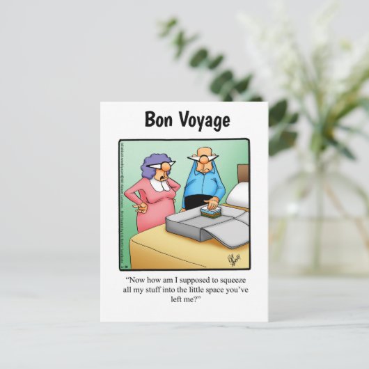 Funny Bon Voyage Humor Briefkaart (Staand voorkant)