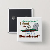 Funny Bonehead Skeleton Vierkante Button 5,1 Cm (Voorkant /achterkant)