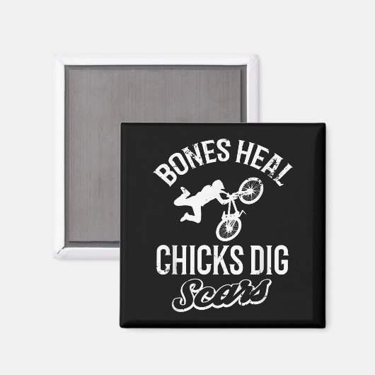 Funny Bones Heal Chicks Dig S Bmx Biking  Magneet (Voorkant / Achterkant)