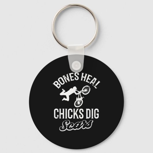 Funny Bones Heal Chicks Dig S Bmx Biking  Sleutelhanger (Voorkant)