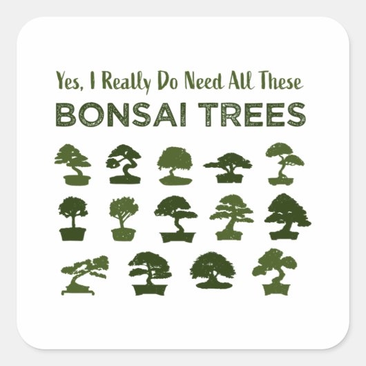 Funny Bonsai Tree Care Penjing Zen Gift Vierkante Sticker (Voorkant)