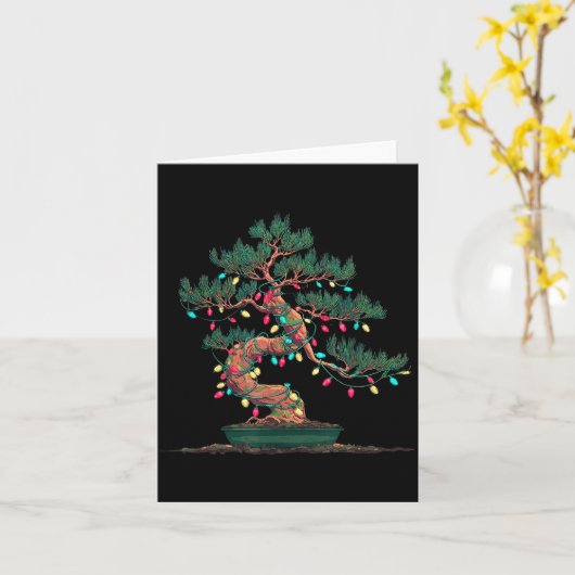 Funny Bonsai Tree Christmas Graphics Lights Lover  Kaart (Gele Bloem)