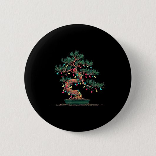 Funny Bonsai Tree Christmas Graphics Lights Lover  Ronde Button 5,7 Cm (Voorkant)