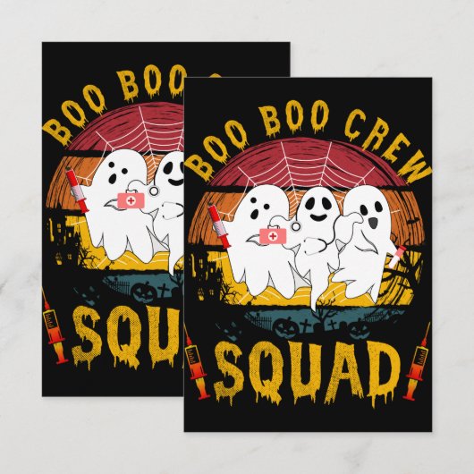 Funny Boo Crew Squad Nurse Halloween Nurses RN Kaart (Voorkant / Achterkant)