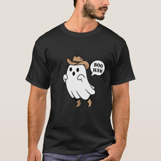 Funny "Boo Haw" Cute Cowboy Ghost Pun T-shirt (Voorkant)
