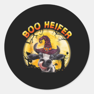 Funny Boo Heifer Cow Cattle Farmer Halloween Gifts Ronde Sticker