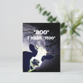 Funny Boo Ik bedoel Moo Koe Moon Halloween Card Briefkaart (Staand voorkant)