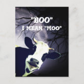 Funny Boo Ik bedoel Moo Koe Moon Halloween Card Briefkaart (Voorkant)