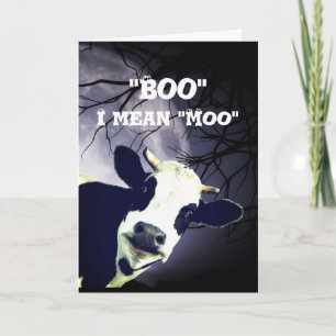 Funny Boo Ik bedoel Moo Koe Moon Halloween Kaart