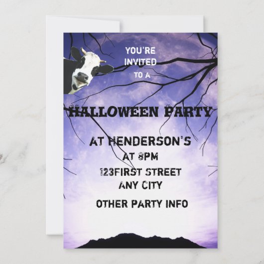 Funny Boo Ik bedoel Moo Koe Moon Halloween Party Kaart (Achterkant)