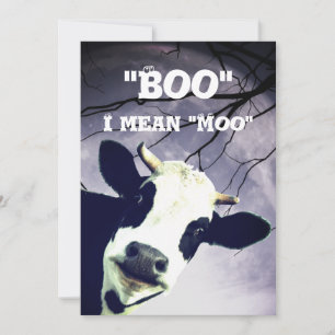 Funny Boo Ik bedoel Moo Koe Moon Halloween Party Kaart