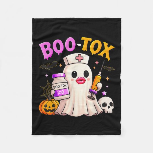 Funny Boo Tox Aesthetic Nurse Ghost Skull Pumpkin Fleece Deken (Voorkant)