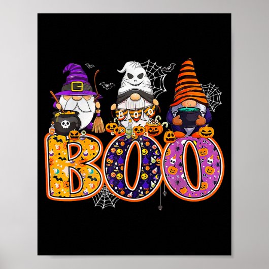 Funny Boo Witch Sipders Pumpkins Happy Halloween G Poster (Voorkant)