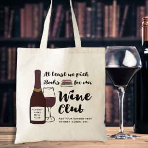 Funny Book Club   Echte wijnclub Aangepaste boekta Tote Bag