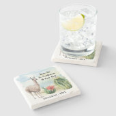 Funny Book Club Llama Cactus Waterverf Monogram Stenen Onderzetter (Zijkant)