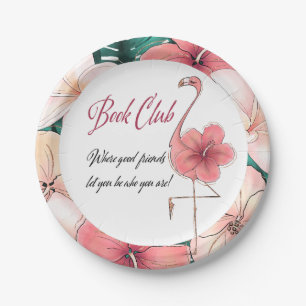 Funny Book Club Meeting Chic Pink Flamingo Papieren Bordje