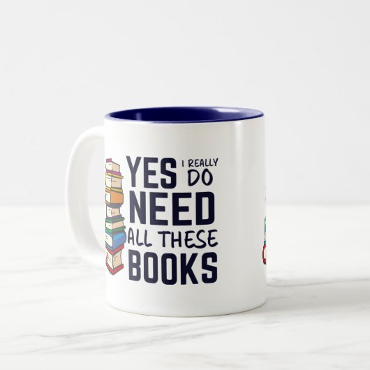 Funny Book Collector | Toevoeging aan lezing Tweekleurige Koffiemok (Voorkant links)