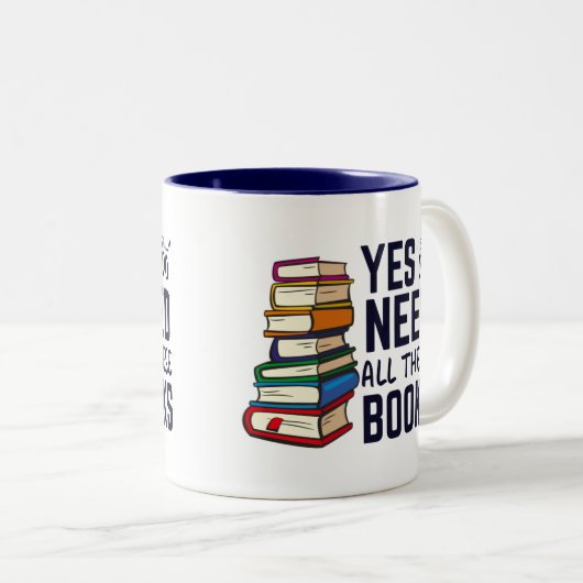 Funny Book Collector | Toevoeging aan lezing Tweekleurige Koffiemok (Voorkant rechts)