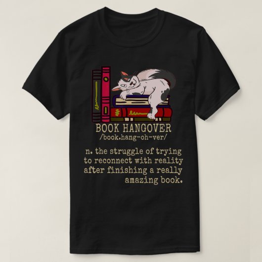 Funny Book Hangover Reader Bookworm T-shirt (Design voorkant)
