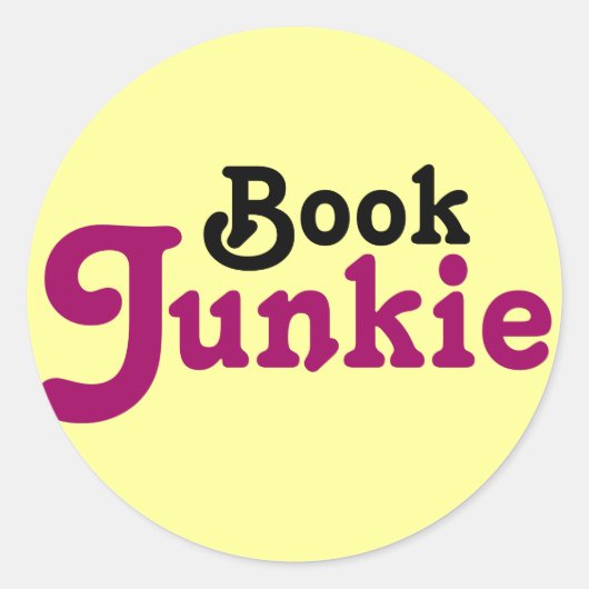 Funny Book Junkie Reading Gift Ronde Sticker (Voorkant)