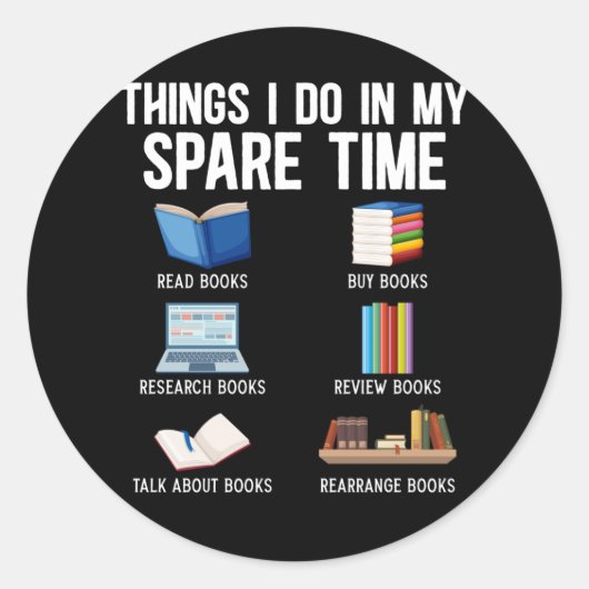 Funny Book Lover Humor Bookworm Reader Ronde Sticker (Voorkant)