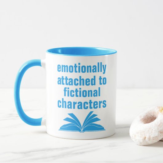Funny Book Lovers Quote in Blue Modern Typografie Mok (Met donut)