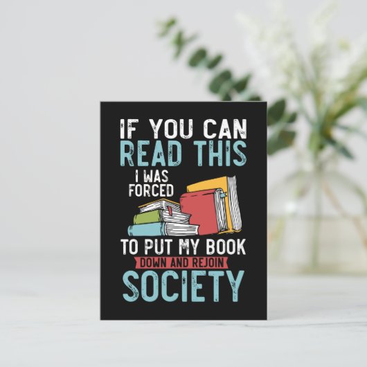 Funny Book Reader Author Novel Reading Briefkaart (Staand voorkant)